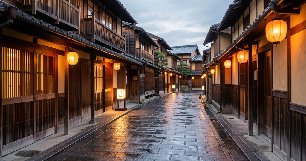 Rue traditionnelle pour choisir le meilleur quartier où dormir à Kyoto