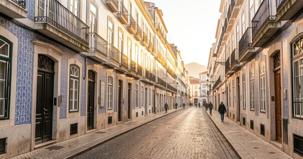 Rue en pente de Lisbonne pour comparer les quartiers où dormir