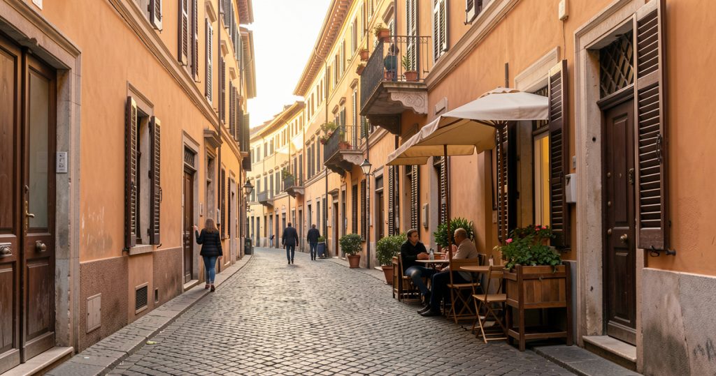 Rue du quartier Monti pour choisir où dormir à Rome selon son séjour