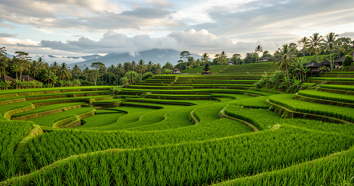 Rizières vertes pour choisir quand partir à Bali